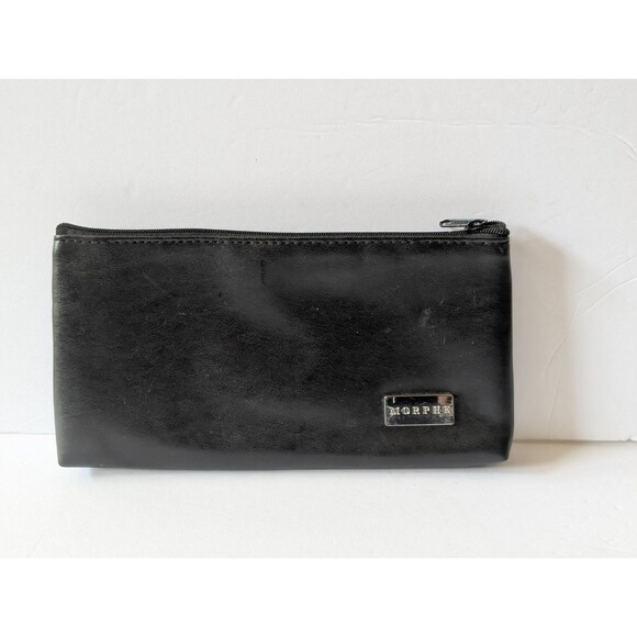Morphe Cosmetics Zip Top Makeup Travel Pouch Black Vegan Leather - Picture 1 of 5
